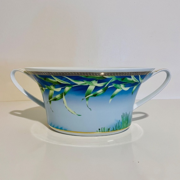 Versace x Rosenthal Jungle Blue Green Gold Pattern Vegetable Bowl Vintage - Picture 5 of 11